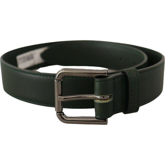 Dolce & Gabbana | Army Green Leather Logo Metal Waist Buckle Belt - McRichard Designer Brands