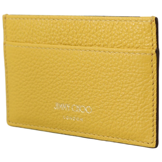 Jimmy Choo | Aarna Yellow Leather Card Holder  | McRichard Designer Brands