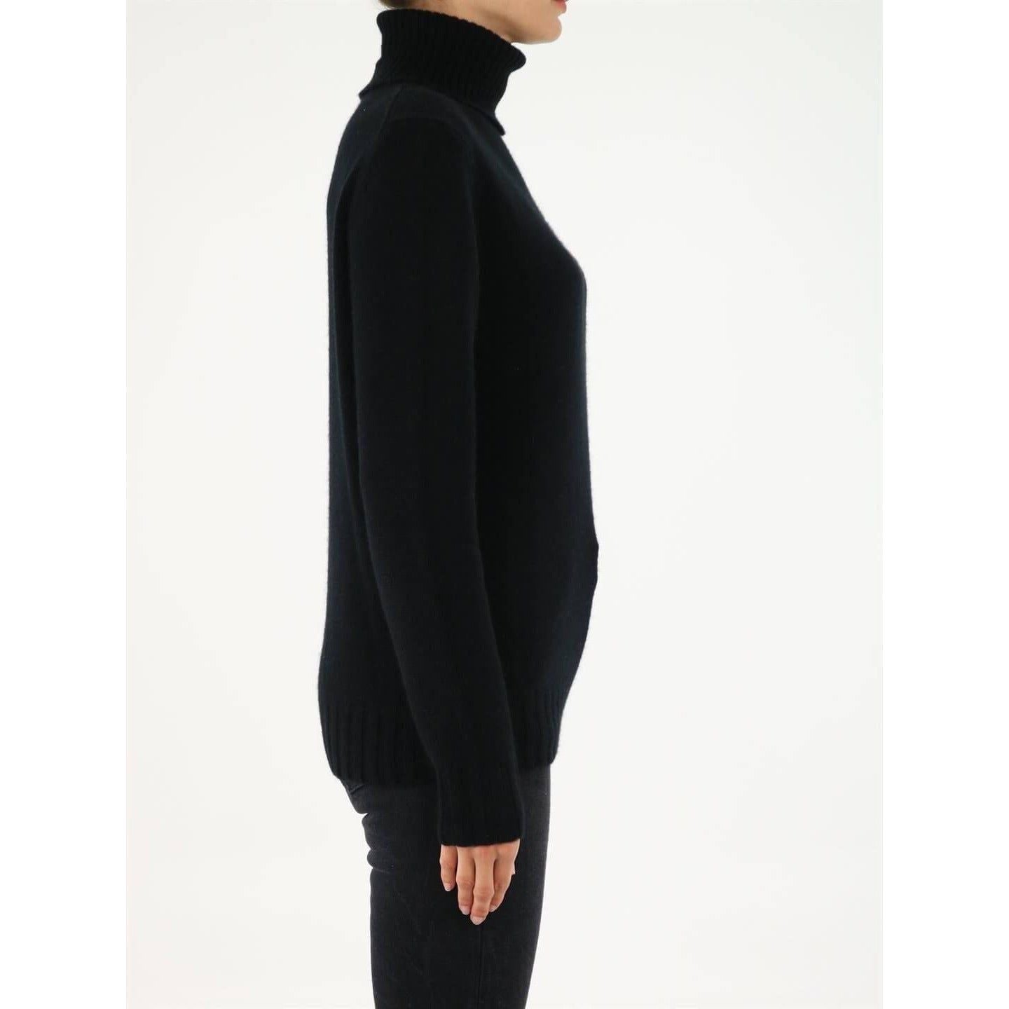 Allude Black Roll-Neck Cashmere Sweater ALLUDE