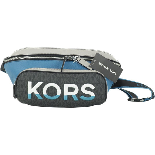 Michael Kors | Cooper Large Blue Multi Leather Embroidered Logo Utility Belt Bag  | McRichard Designer Brands