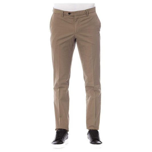 Elegant Cotton Trousers in Classic Brown Trussardi