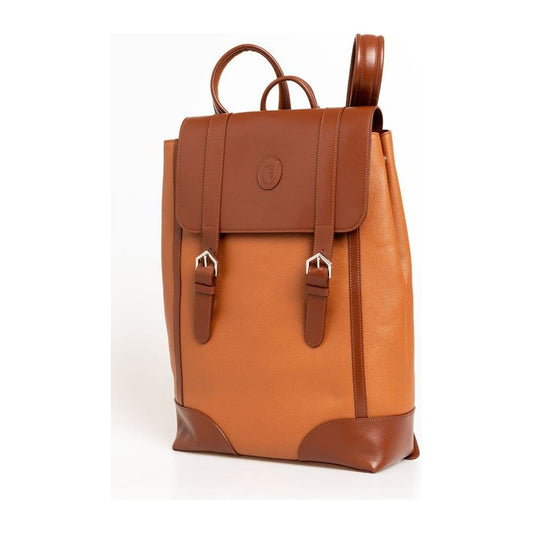 Elegant Brown Leather Backpack for Men Trussardi
