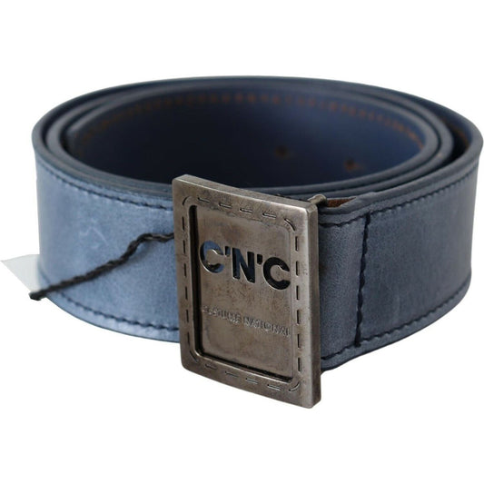 Costume National | Blue Normal Leather Logo Buckle Belt - McRichard Designer Brands