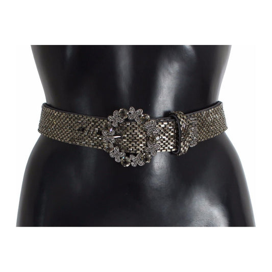 Dolce & Gabbana | Multicolor Wide Crystal Buckle Sequined Belt - McRichard Designer Brands